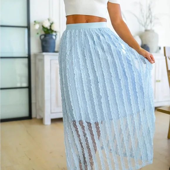 Elegant Blue Lace Skirt - Picture 1 of 4